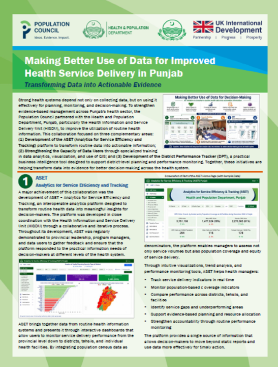 Making Better Use of Data for Improved Health Service Delivery in Punjab: Transforming Data into Actionable Evidence cover