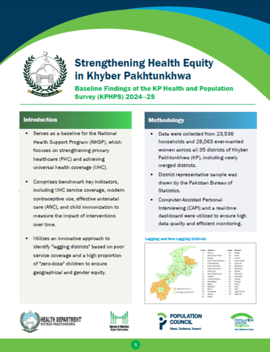 Strengthening Health Equity in Khyber Pakhtunkhwa: Baseline Findings of the KP Health and Population Survey (KPHPS) 2024–25 cover