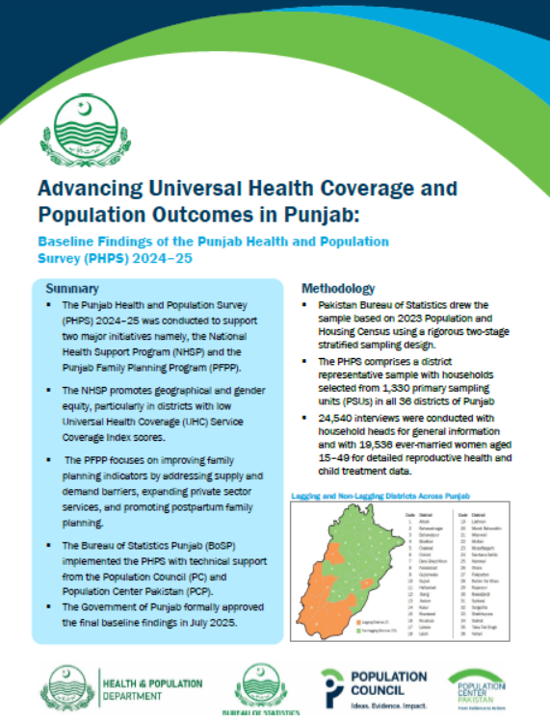 Advancing Universal Health Coverage and Population Outcomes in Punjab: Baseline Findings of the Punjab Health and Population Survey (PHPS) 2024–25 cover